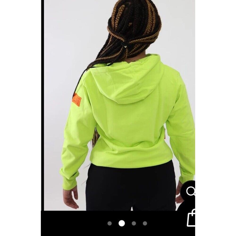 Biink Neon Yellow Green Hoodie Size XL Unisex Graphics Logo No Hoodie String - Picture 8 of 13